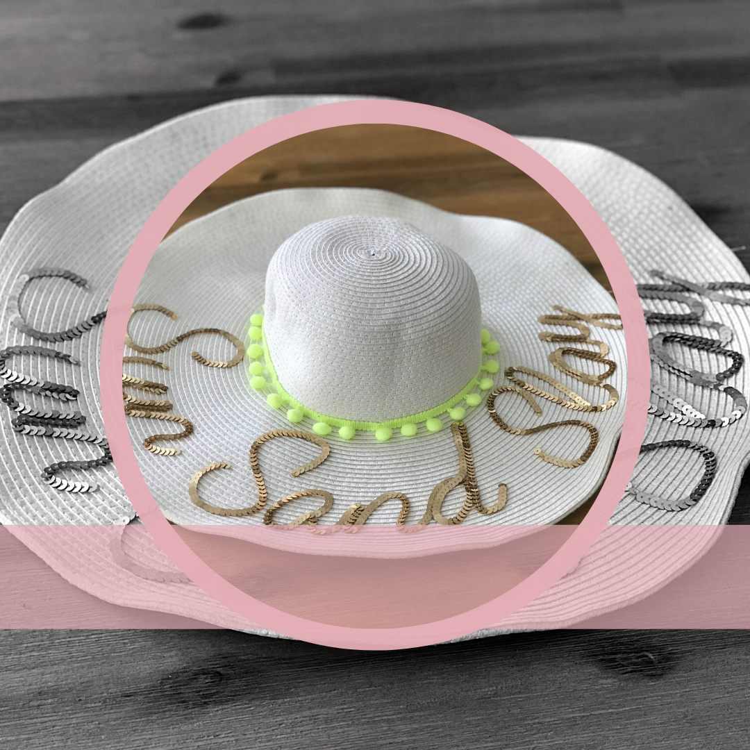 Beach hat with hot sale writing